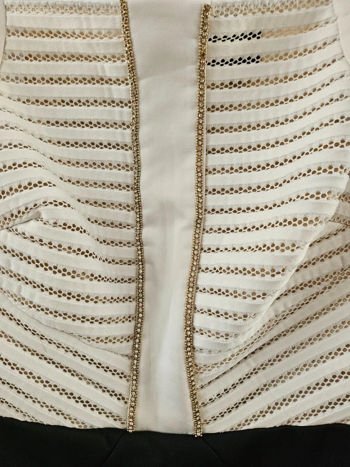 MELROSE WOMAN’s Black Ivory Gold Sleeveless Cocktail Dress Size 6 - Image 2 of 4