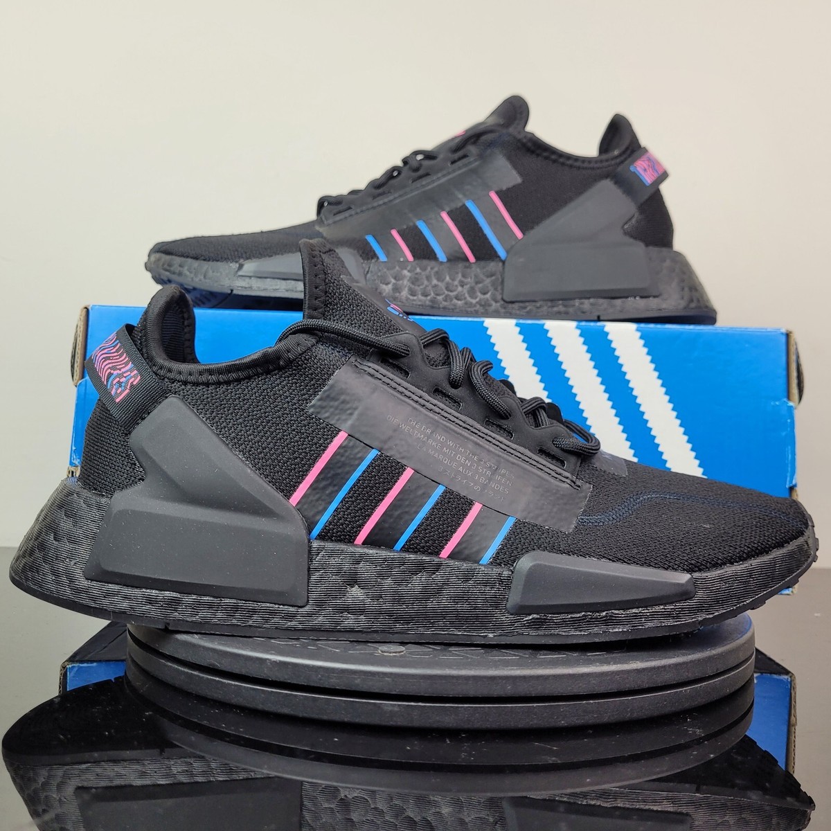 Adidas NMD R1 V2 Athletic Black Blue Magenta Boost Shoes IE7279