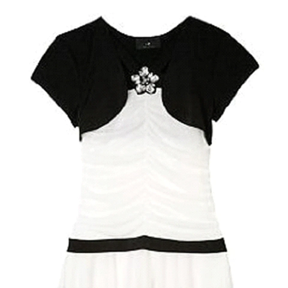 Vestido halter IZ Amy Byer Big Girls capa simulada marfil/negro -NUEVO CON ETIQUETAS Foto 2 de 3