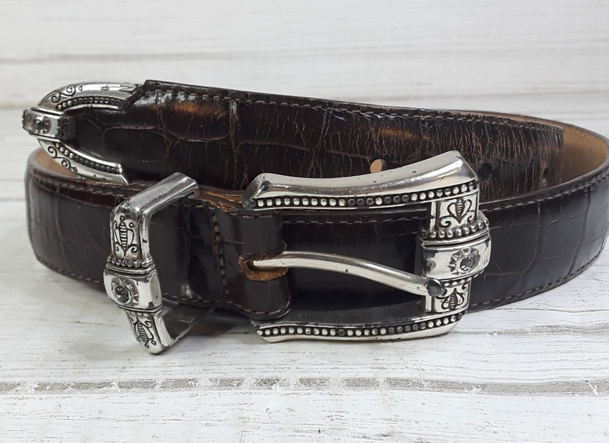 Brighton Brown Leather Croc-Embossed Belt 31” – GUC Brighton Brown Leather Belt Croc Embossed Western Buckle  main image 4