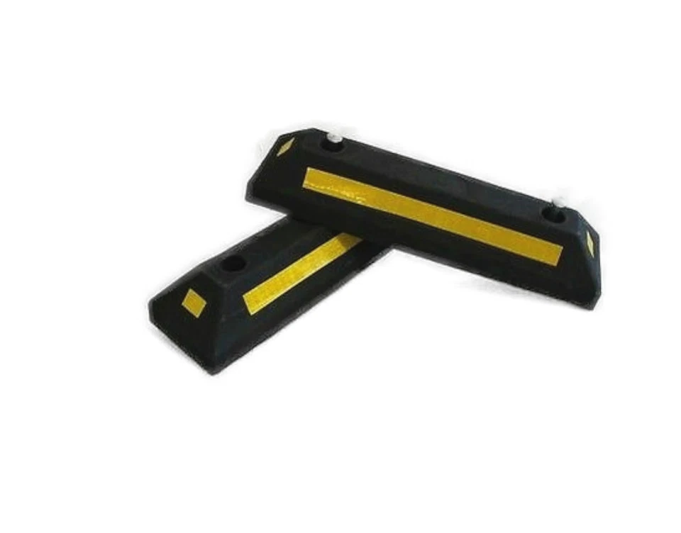 2 Radstopper 55 x 15 x 10 cm / Parkplatzbegrenzung Einparkhilfe Reflektoren Set - Bild 1 von 1