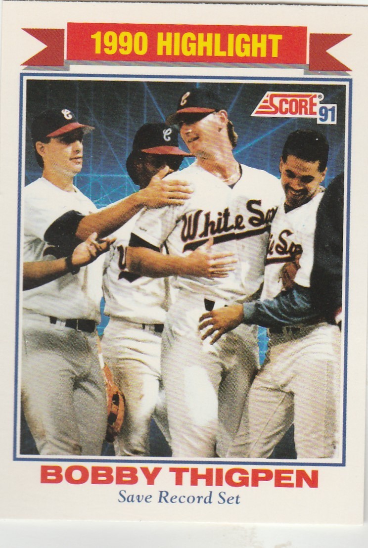 FREE SHIPPING-MINT-1991 Score Chicago White Sox #418 Bobby Thigpen 1990 HIGHLIGH