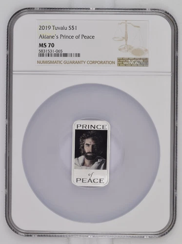 2019 Tuvalu  Akiane's Prince of Peace Jesus Christian .999 Silver 1oz NGC MS70