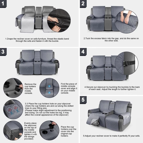 Modernes 2-Sitzer Liegesofa Schonbezug Wasserdicht Stuhlbezug Uni - Bild 7 von 73