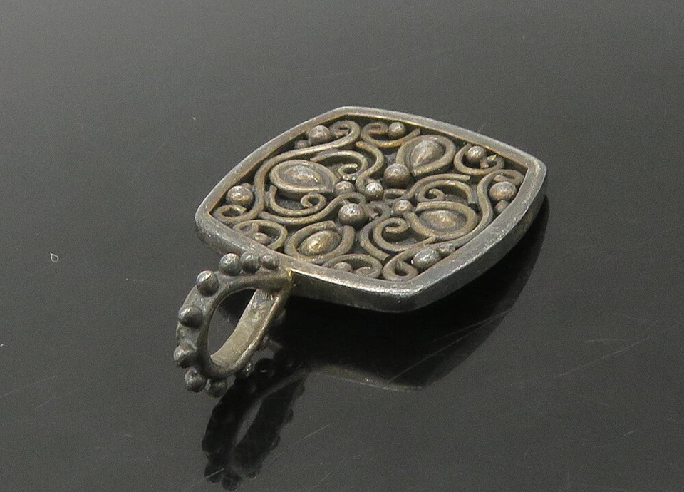 LORI BONN 925 Sterling Silver Vintage Dark Tone Swirl Design Pendant PT18154 - Image 4 of 4
