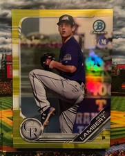 2019 Bowman Chrome Prospects Yellow Refractors #BCP136 Peter Lambert 35/75