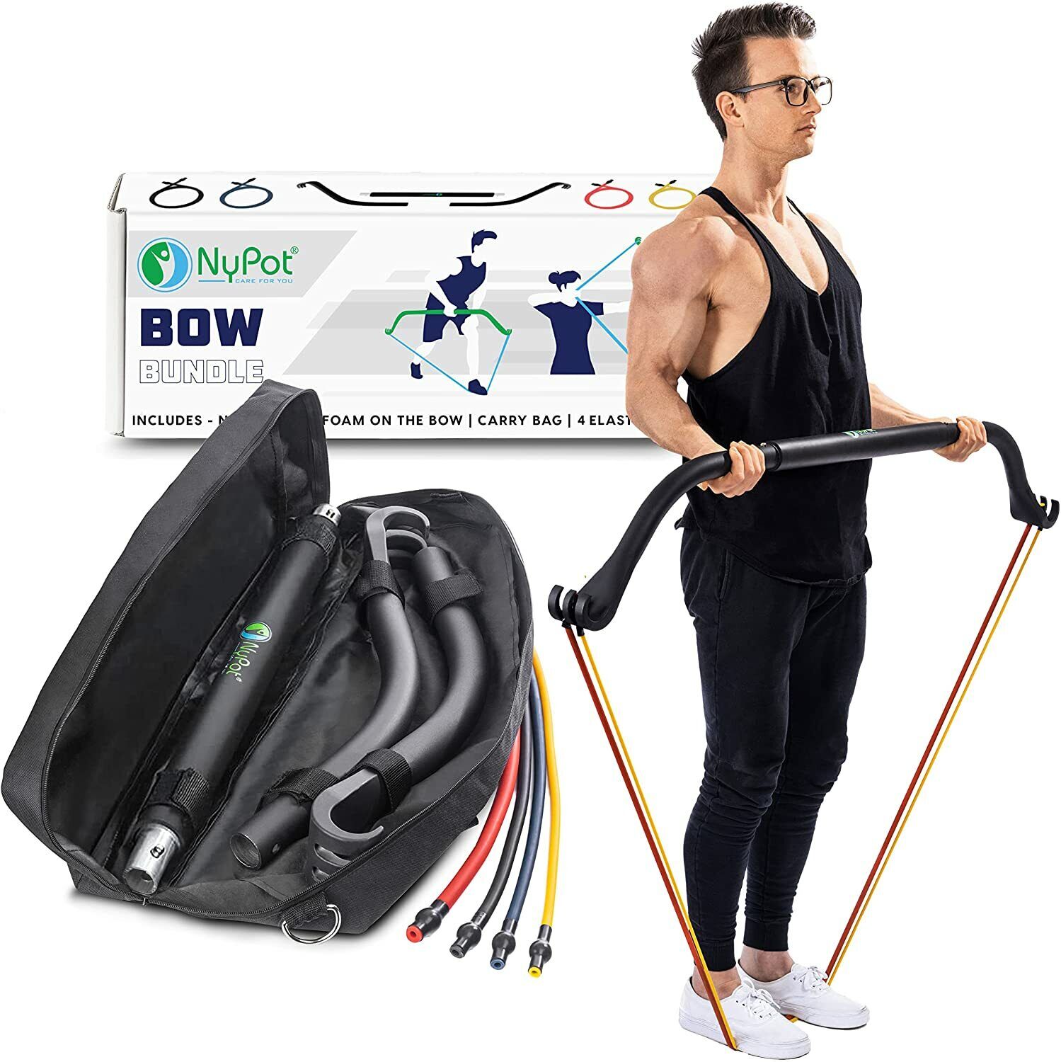 Politiebureau koel Slaapzaal Bow Portable Home Gym Resistance Band and Bar System Travel Workout  Equipment S | eBay