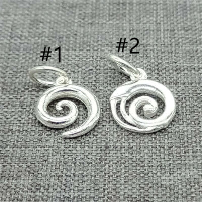 2 Sterling Silber gl?nzende Spiralwirbel-Charms f��r Armband-Halskette