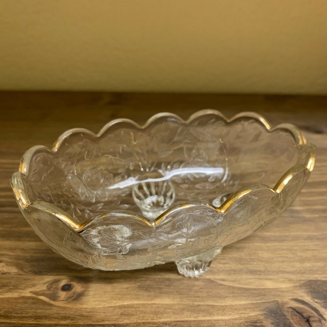 Vintage Clear Depression Glass Nut Candy Dish Bowl Footed Carnival