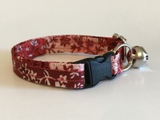 RED PATCHWORK BANDANA PRINT ADJUSTABLE BREAKAWAY CAT COLLAR