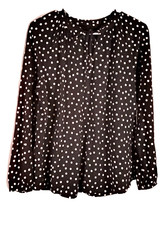 Chaps women's small tie tunic blue/white polka dot NWT
