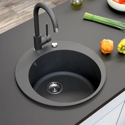 BERGSTROEM Évier de cuisine en granit encastré réversible 505 noir