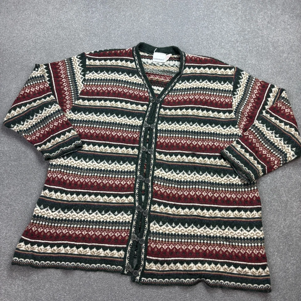Pull Norway femme 2XL XXL vert Fair Isle laine tricot cardigan pull femme - Photo 2/4