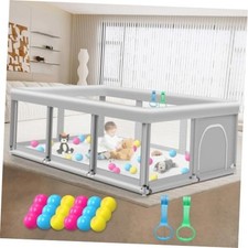 Large Baby Playpen for Babies and Toddlers, Playpen 74 50, 74 50 27 Inch Grey