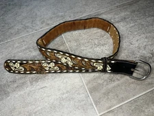 Kona Kut by Nocona Belt Co Tooled Leather Belt  Western B 225 32 Men’s Size 32