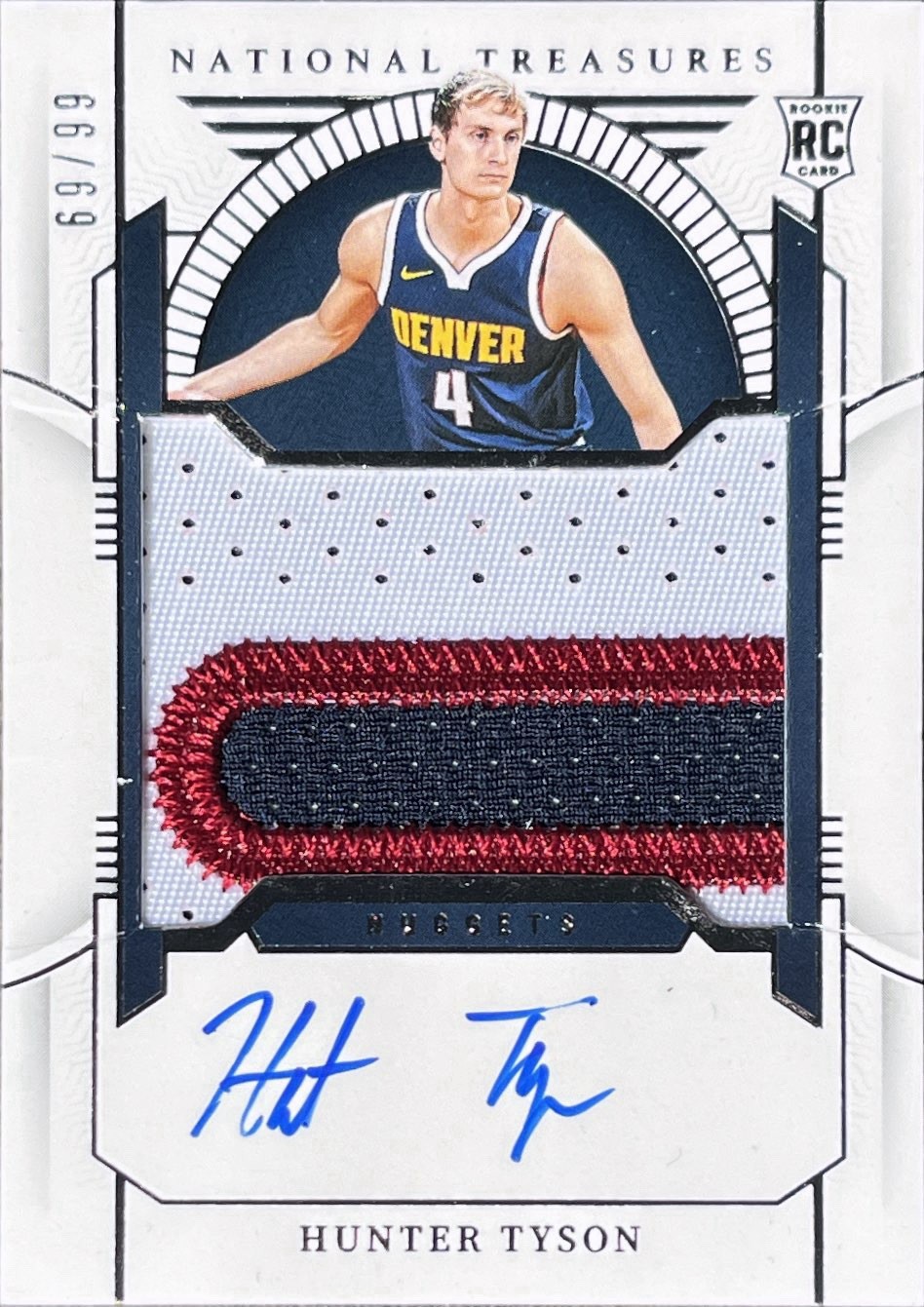 National Treasures Basketball 23-24 Hunter Tyson True Rpa /99 Sick Nuggets Patch