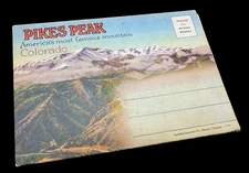 Sanborn Postcard Photo Fold Out Pikes Peak CO 1940s Unused Vintage