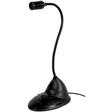 VIVANCO Hochwertiges Tischmikrofon, kompatibel mit 3,5 mm Geräten, Schwanenhals,