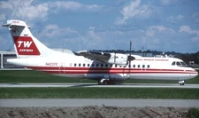 ATR 42-320 Trans World Express TWA Desk Wood Airplane Model Small Scale 1/100