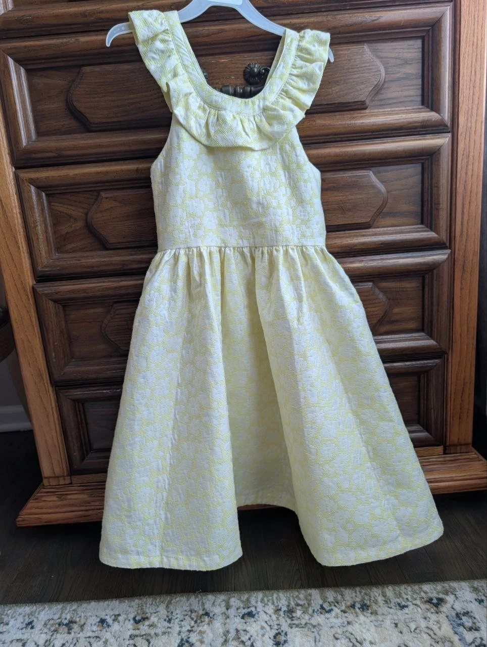 Janie and Jack Sleeveless Ruffle Neck A-Line Shirred Dress w/ Back Bow Size 8
