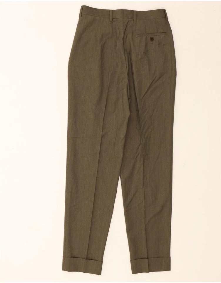 INCOTEX Womens High Waist Tapered Suit Trousers IT 42 Medium W26 L28 Khaki AS12 - Image 2 of 4