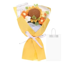 Crochet Flowers Bouquet Handmade Artificial Bouquet Sunflower Yellow