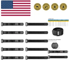 Elastic Cinch Straps with Anti-Slip Strips, 9’’ x 1.2’’ 10 Pack Heavy Duty Mu...