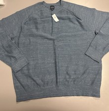 GAP Men  s Crew Neck Light Blue Heather Cotton Poly Blend Sweater Size XXL