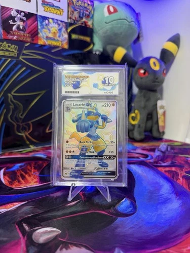Pokémon TCG Lucario GX Hidden Fates Shiny Holo Rare SV64/SV94 Ace Gem Mint 10