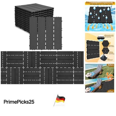WPC Terrassenfliesen 30x30cm 11er Pack Holzoptik anthrazit
