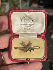 15ct Gold Natural Pearl Swallow Victorian Brooch Boxed 2.7 Grams