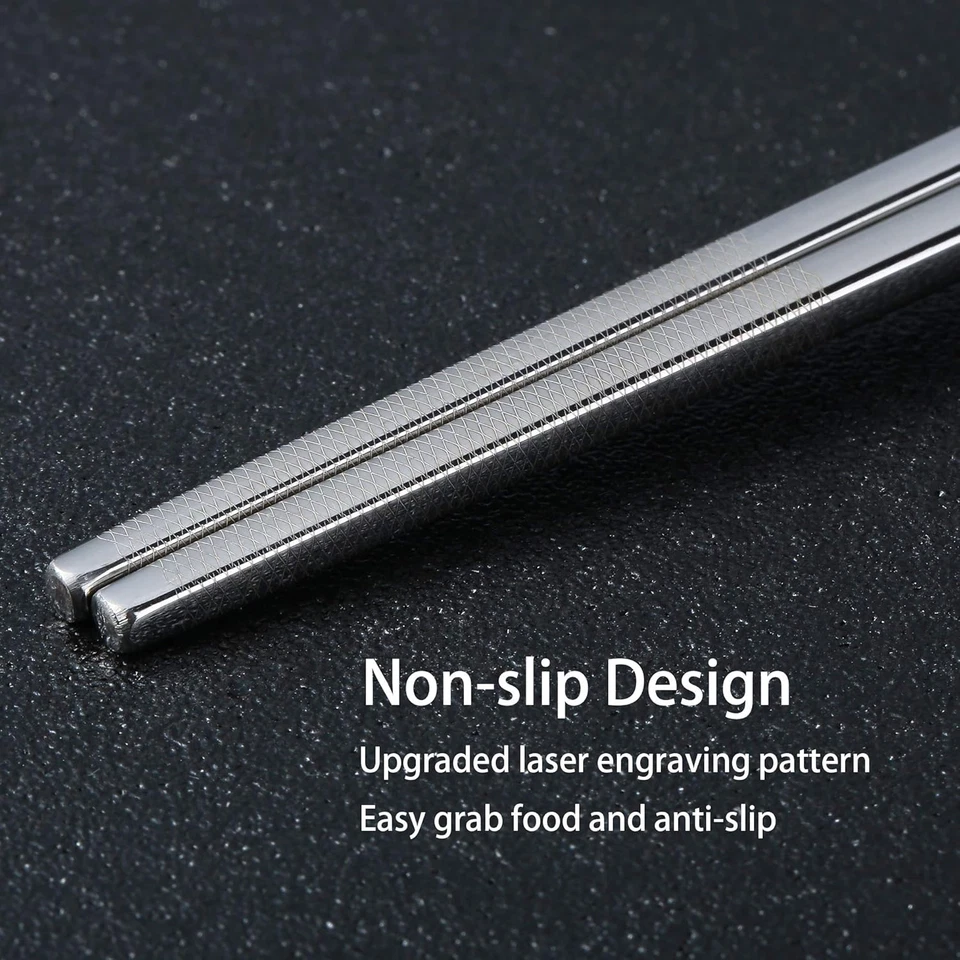Stainless Steel Chopsticks Titanium Plated Metal Chopsticks Reusable Dishwasher  - Image 3 of 4