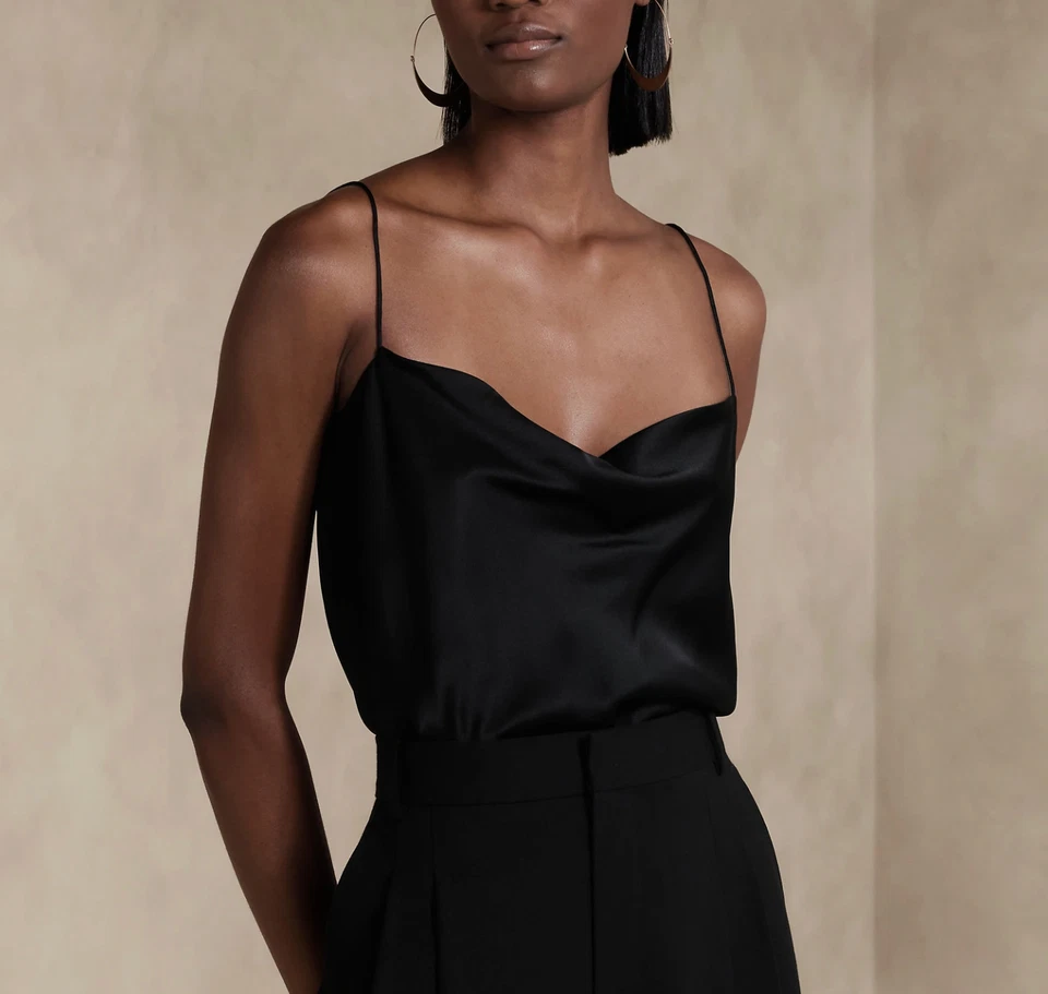 Banana Republic Charlotte 100% Silk Camisole Cowl Top in Ivory champaign - Image 3 of 4