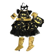 DC Batgirl Girl's Dress, Mask, Cape, Wrist Cuffs  Shoe Covers Costume Set