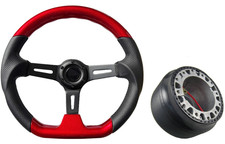 ROT SCHWARZ D2 GESCHIRRTES SPORTLENKRAD + BOSS KIT FÜR HONDA 015