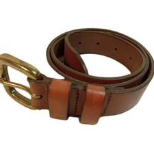 Mens Vintage Brown Belt Med.29.5" 33.5"holes Geniune Leather Gold Buckle Unisex