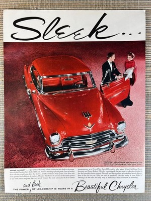 Chrysler New Yorker DeLuxe Newport Car Torch Red Sleek 1954 Vintage Print Ad
