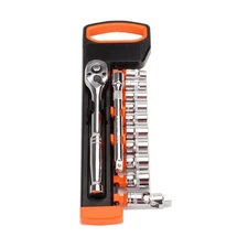 12-Piece Socket Wrench Set with 9.5mm (3/8") Drive, Ratchet Wrench, Hex Socket,