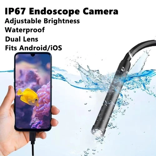 Dual Lens Camera Endoscope Inspection Cam Waterproof 8LED iPhone iPad Android US