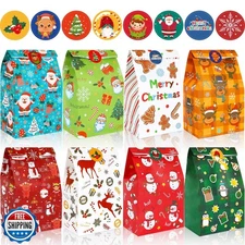FEBSNOW Christmas Gift Bags 20Pcs Christmas Goody bags with Stickers,Xmas Can