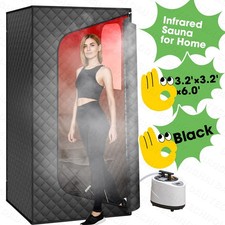 ouluu Infrared Sauna for Home Portable Steam Sauna with Red Light Folding Chair