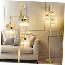 Industrial Modern Floor Lamps for Living Room, Dimmable Glass 66inch tall-Gold