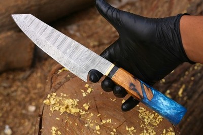 Handmade Damascus Steel Chef Knife With Epoxy resin handle