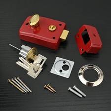 Home Bedroom Door Safety Double Bolts Cylinder Deadbolt Rim Lock Set