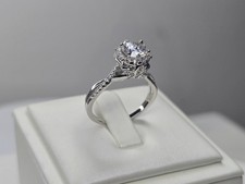 1CT D VVS1 Moissanite Engagement Ring 925 Sterling Silver 18K Gold Plated Band