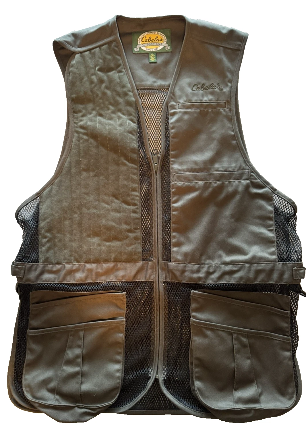 Cabelas Men's Hunting Fishing Vest Leather Mesh Full Zip NWT Sz L/L