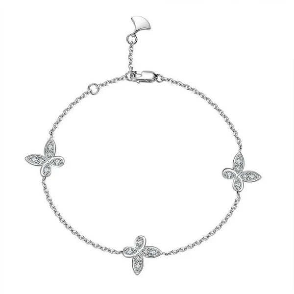 Alternate view of Butterfly Bracelet 14k White Gold Plated 1ct Round Cut Lab Created Diamond