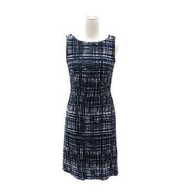 Escada One Piece Sleeveless Dress Navy Calf Length Allover Pattern 32S