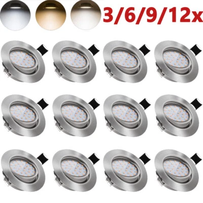 ROYANA Juego de 12 focos empotrables LED 5W focos planos lámpara de techo redonda 230V