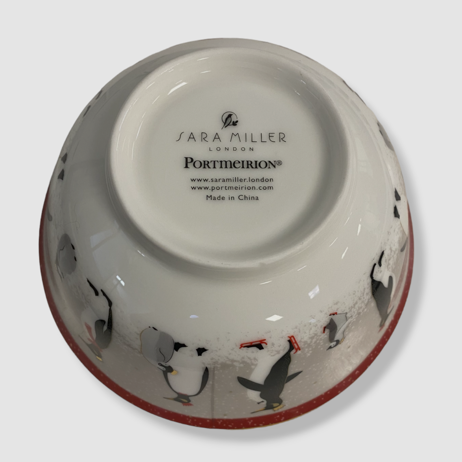 Portmeirion Sara Miller Red Penguins Candy Bowl 6" for sale online eBay